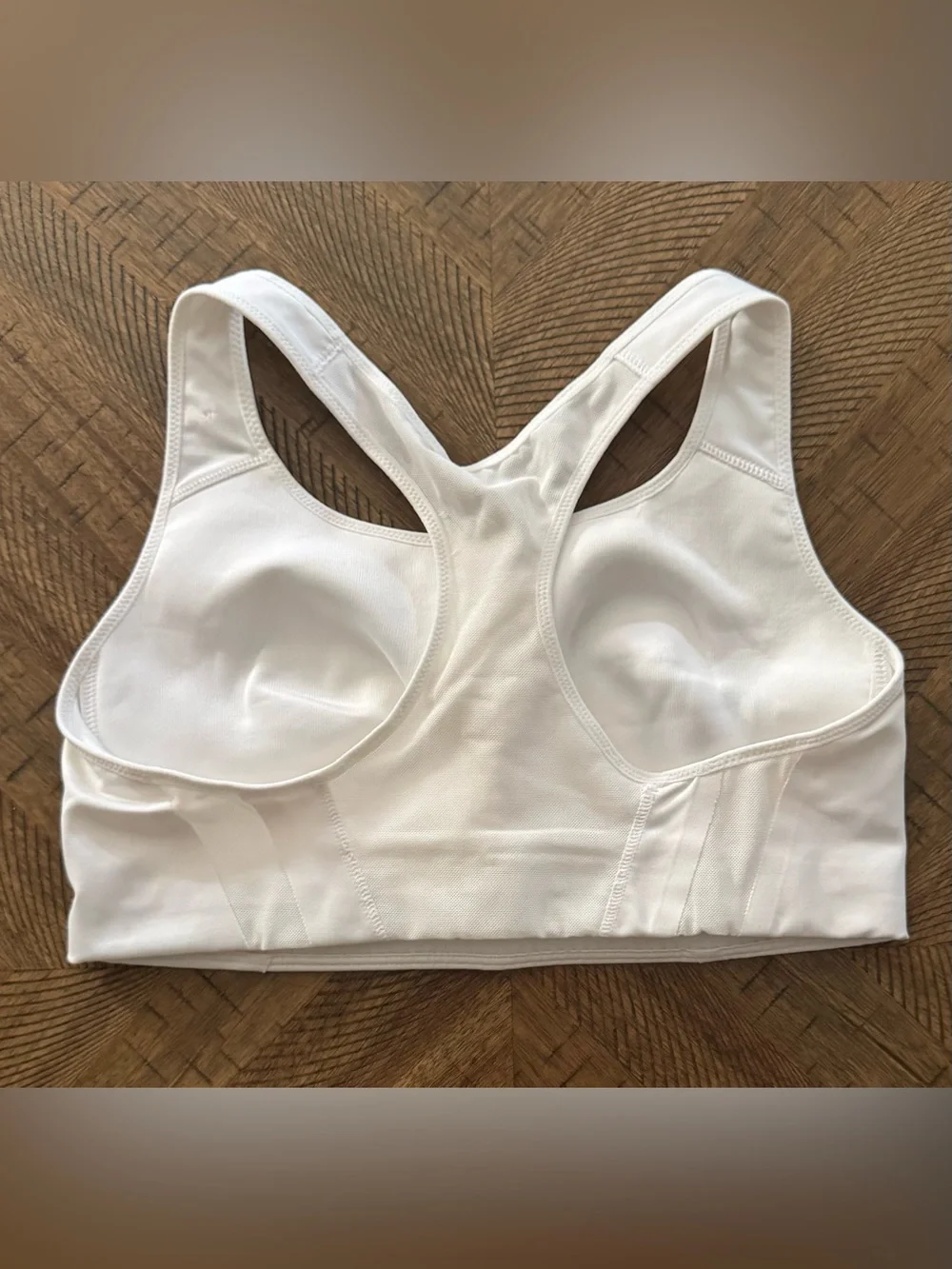 Nike White Racerback Sports Bra with Black Swoosh - size Large - Picture 11 of 13
